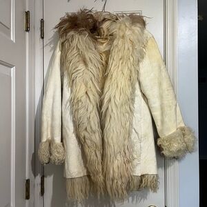 Women's Cream Shearling Coat